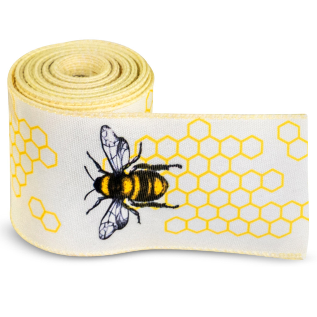 Geschenkband mit großem Bienenmotiv, 64 mm