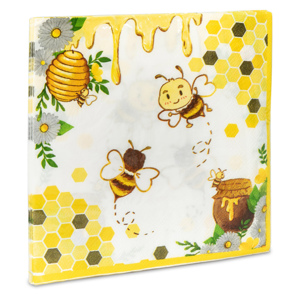 Papier-Servietten „Biene mit Honig und Waben“ – 20 Stück