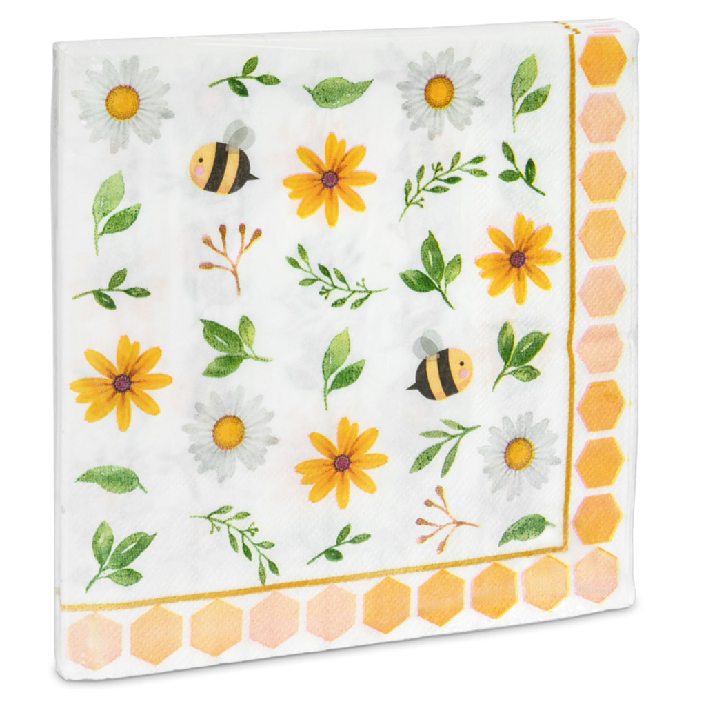 Papierservietten „Bienen und Blumen“ – 20 Stk.