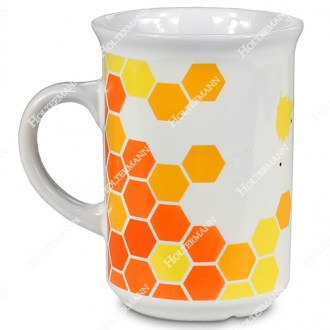 Keramik Tasse weiß mit modernem Bienenmotiv