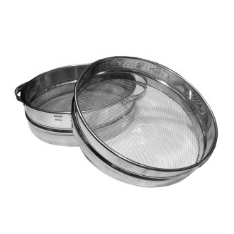 Sieb aus Edeldtahl doppelt flach 23 cm mit Griffen