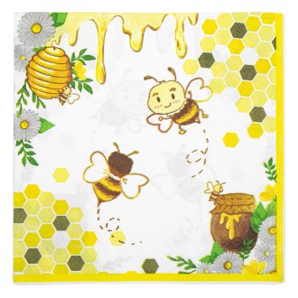 Papier-Servietten „Biene mit Honig und Waben“ – 20 Stück
